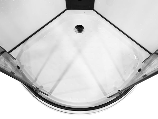 Kabina prysznicowa półokrągła zabudowana jasny środek 90x90