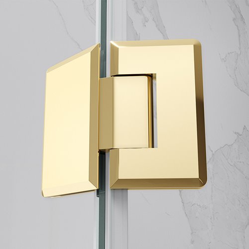 Złota kabina prysznicowa pięciokątna 80x80 drzwi uchylne KZ10A