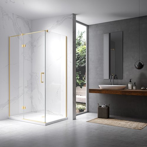 Złota szczotkowana kabina prysznicowa prostokątna otwierana 120x90 drzwi uchylne KZ03C