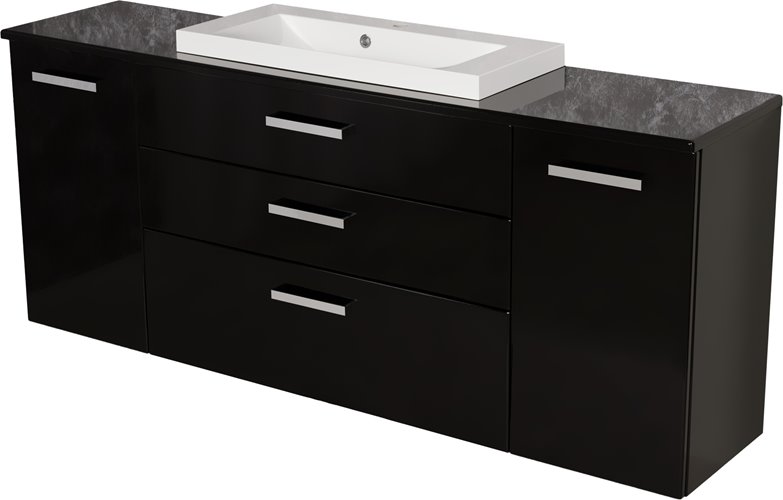 Czarna szafka wisząca z umywalką 180 cm seria Fokus C