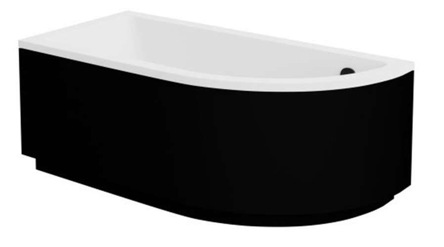 Czarno-biała wanna narożna z obudową 150 cm Lewa Praktika Besco