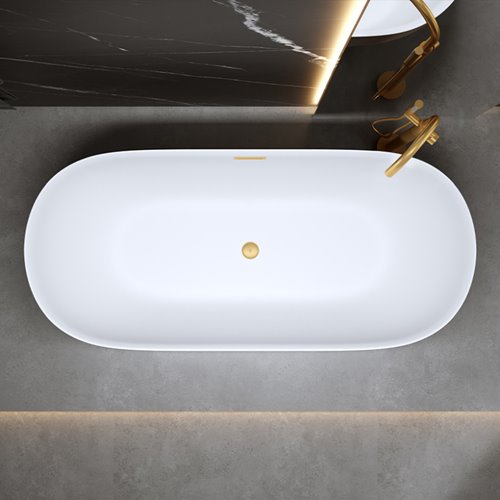 Wanna wolnostojąca 170 cm złoty szczotkowany korek oraz przelew Cesana Hydrosan