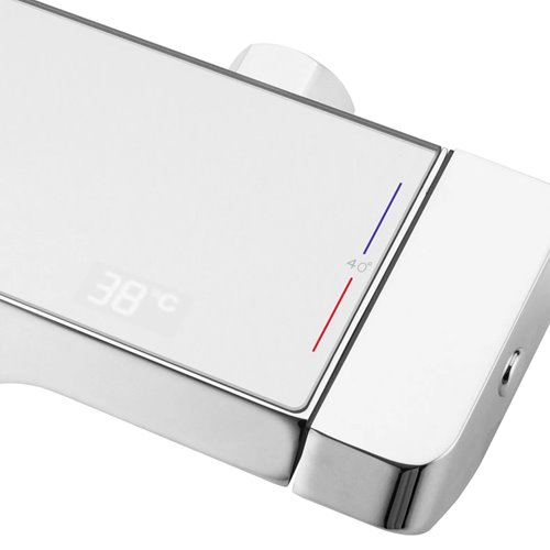 Chromowany zestaw prysznicowy z wylewką i termostatem Rob Rea