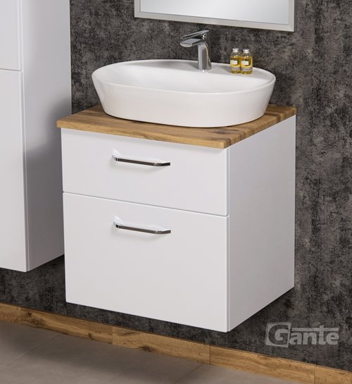 Szafka łazienkowa wisząca z umywalką nablatową 60 cm SETTO MODULO kolor biały połysk