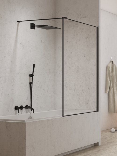 Czarny parawan wannowy 80x150 EXK-0293-WP New Modus Black