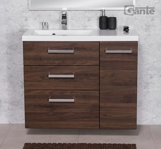 Szafka łazienkowa wisząca z umywalką 90 cm 39/3 Fokus kolor orzech