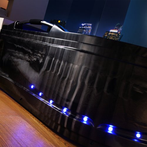 Czarna wanna z hydromasażem Venezia 761 Fala 180x120 lewa