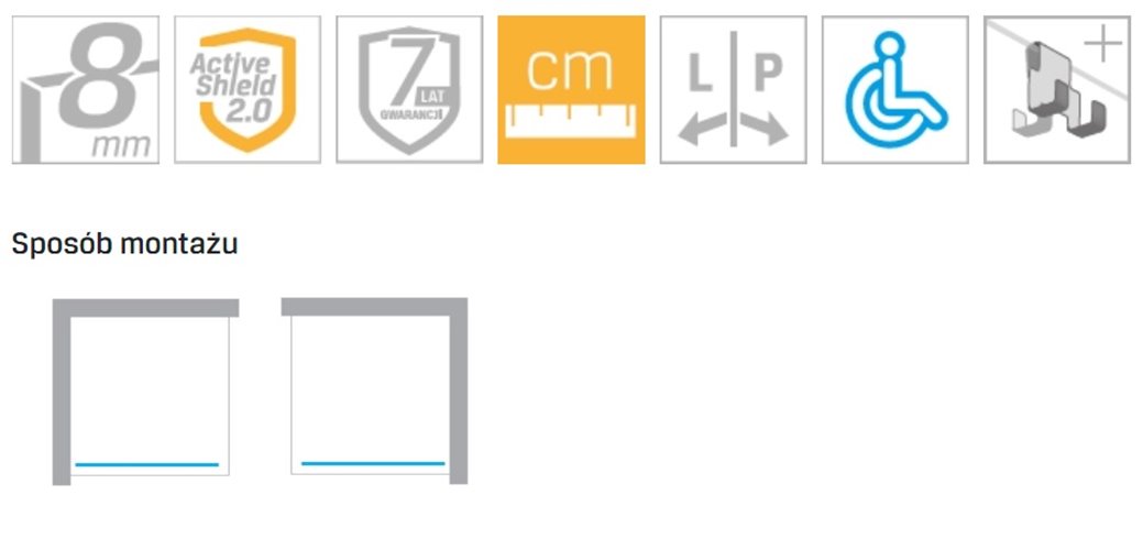 Biała ścianka prysznicowa rozmiar 70 cm matowe wykończenie profili EXK-2201 New Modus White