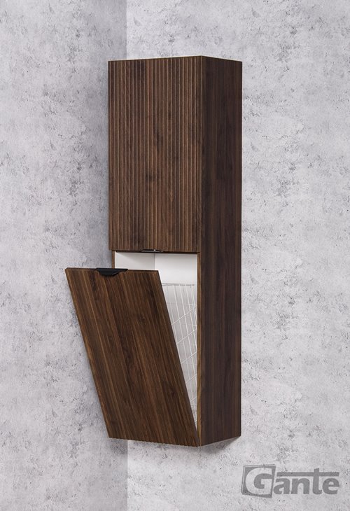 Słupek łazienkowy z lamelami wiszący z koszem 143,5x40 Victa Lamello kolor orzech