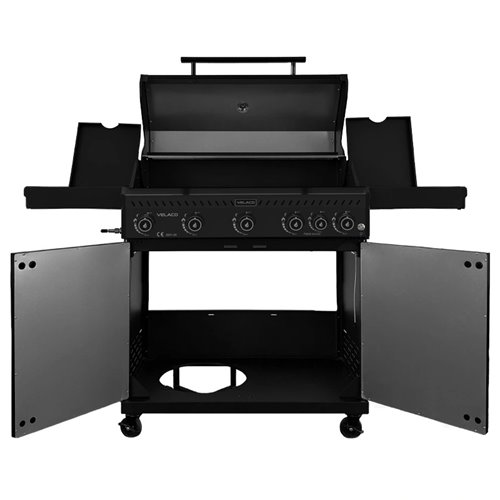 Grill gazowy ZEUS-D kolor czarny ruszt żeliwny moc 17,5 kW + pokrowiec + palnik boczny + LED zdjęcie 10