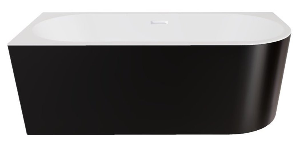 Wanna przyścienna czarno-biała narożna lewa syfon z przelewem biały 170 cm Zoya B&W Besco WAS-170ZBLB