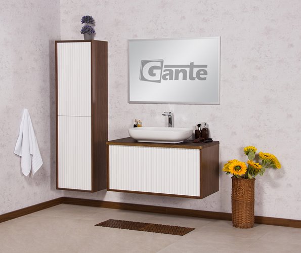 Szafka łazienkowa wisząca z umywalką dąb wenge/biały mat 100 cm Venus Gante