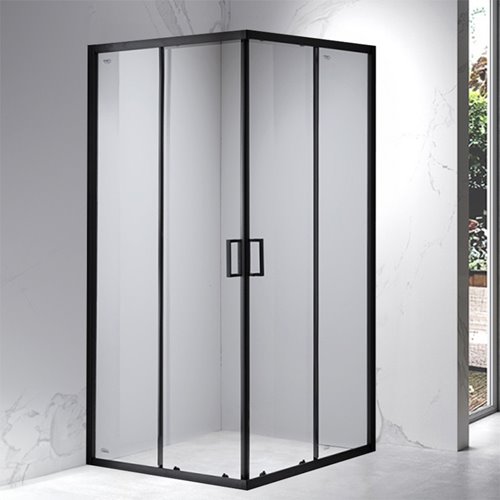 Czarna kabina prysznicowa kwadratowa 80x80 drzwi rozsuwane BL30A