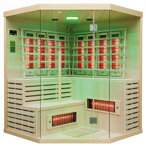 Sauna na podczerwień 6-osobowa 180x180 cm grzejniki kwarcowe i karbonowe Alta7 Infrared