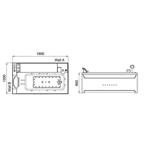 Wanna z hydromasażem prostokątna 180x100 cm Niagara 911