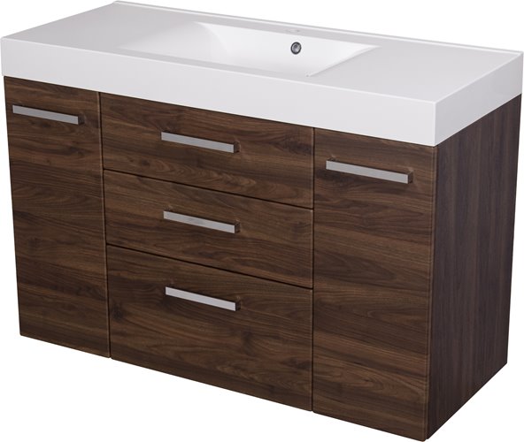 Szafka łazienkowa wisząca z umywalką 120 cm 50/3 Nela Fokus kolor orzech