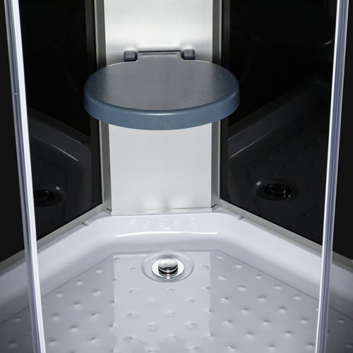 Kabina prysznicowa zabudowa czterościenna z siedziskiem 80x80 Evora Black