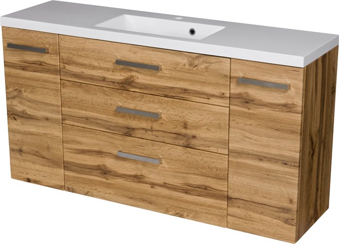 Szafka wisząca z umywalką kolor dąb naturalny 140 cm 140/39/C3 seria Fokus NE