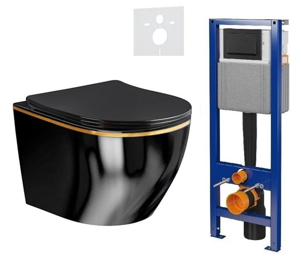Zestaw podtynkowy stelaż CERSANIT MITO 40 MECH + MIZU-BL-GL-RIM-03 + przycisk ENTER II czarny mat