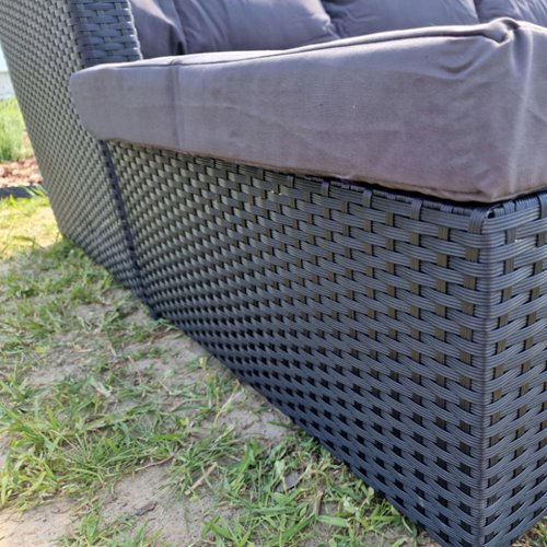 Meble ogrodowe technorattan sofa, stół, dostawka zestaw Volta