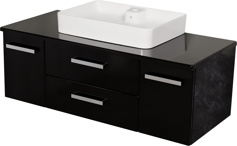 Czarna szafka wisząca z umywalką 120 cm Luna seria Fokus C