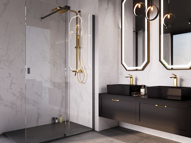 Ścianka prysznicowa rozsuwana 140 cm Vayo Black Besco