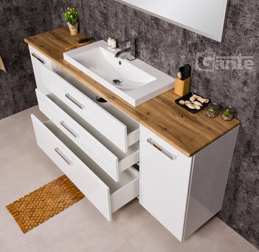 Szafka wisząca z umywalką 180 cm blat dąb naturalny 180/39/C3 seria Fokus B