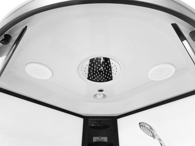 Kabina prysznicowa półokrągła zabudowana jasny środek 90x90