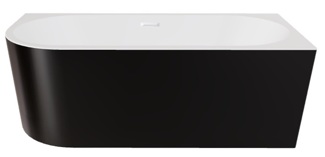 Wanna przyścienna czarno-biała narożna prawa syfon z przelewem chrom 170 cm Zoya B&W Besco WAS-170ZBP