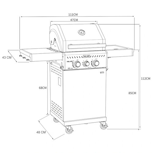 Grill gazowy ZEUS-A kolor czarny ruszt żeliwny moc 8,5 kW + pokrowiec + palnik boczny zdjęcie 24
