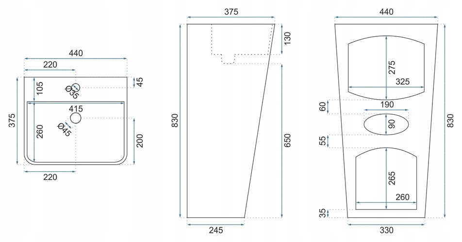 Umywalka wolnostojąca ceramiczna Aris Rea