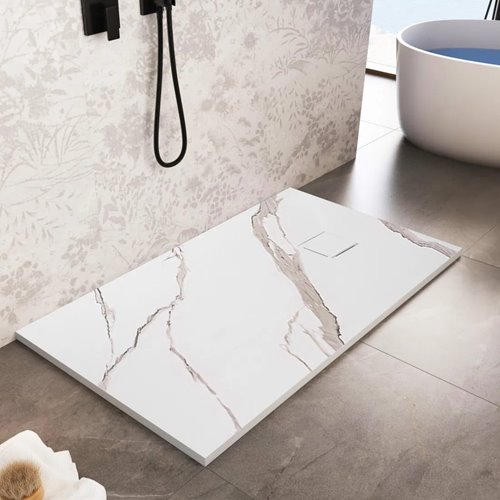 Brodzik prostokątny biały struktura kamienia smc 120x90 Magnum Carrara White Rea