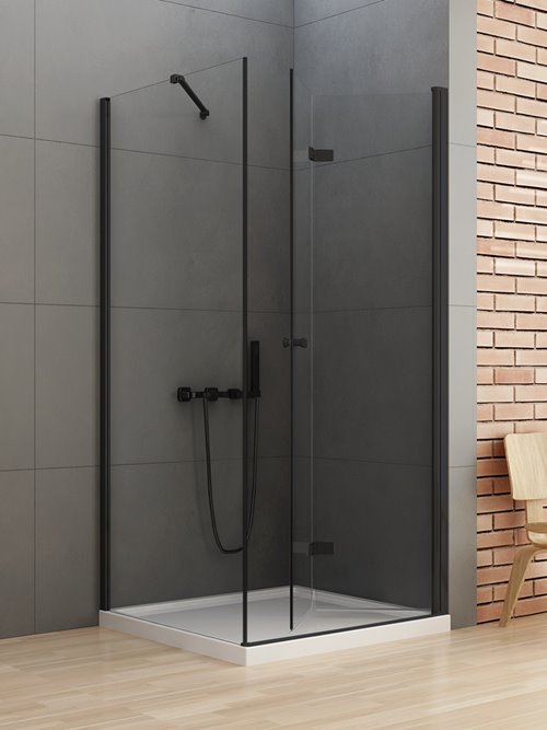 Kabina kwadratowa 80x80 prawa D-0238A/D-0114B New Soleo Black New Trendy