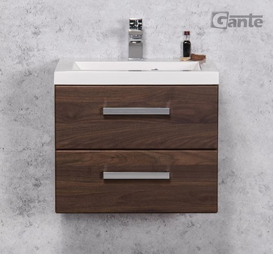 Szafka łazienkowa wisząca z umywalką 50 cm 39/2 Fokus kolor orzech