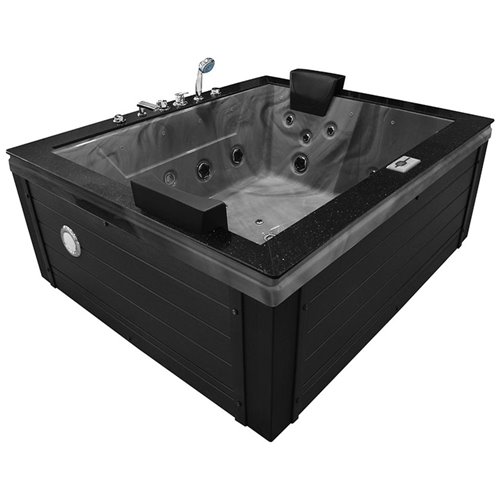 Szara prostokątna wanna z hydromasażem, obudowa grafitowa 180x150 cm MUS-1089