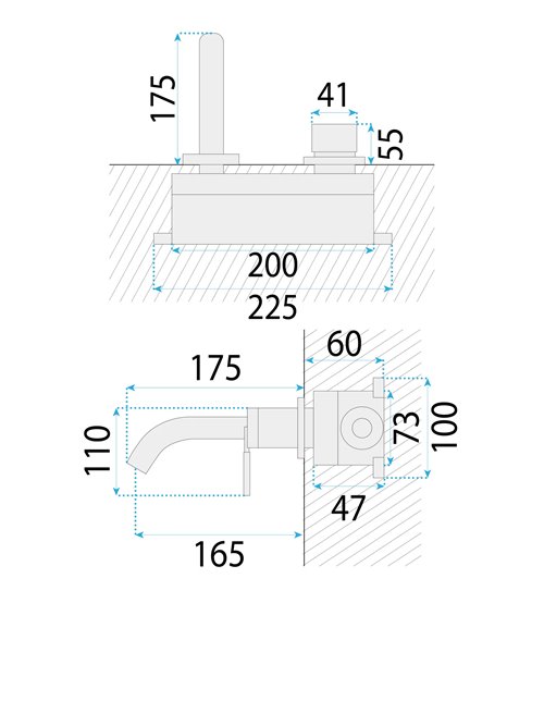 Bateria umywalkowa podtynkowa box Rea Argon złoty połysk