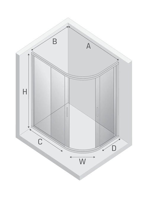 Kabina asymetryczna 120x85 K-0195 Varia New Trendy