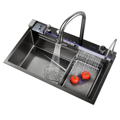 Zlewozmywak kuchenny stalowy jednokomorowy czarny ARGOS 75X46 ASI 304