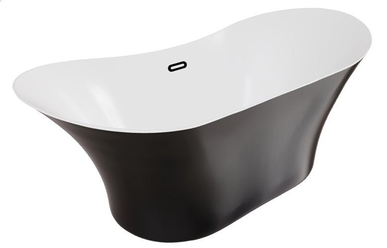 Czarno-biała wanna wolnostojąca 170 cm korek klik-klak czarny Amber Besco WAS-170BABBC