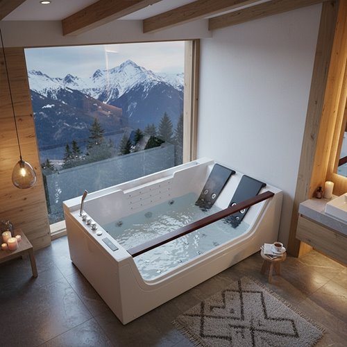 Wanna z hydromasażem prostokątna podgrzewacz wody 180x120 cm Imperia 610