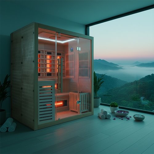 Sauna Combo na podczerwień + fińska 4-osobowa 160x160 cm Helsi3 6KW