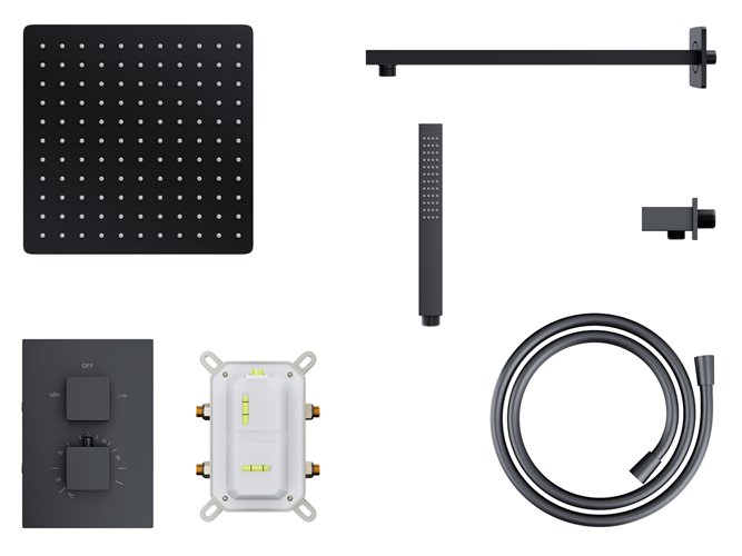 Podtynkowy zestaw prysznicowy termostat kolor czarny Adour Z01TBL Corsan