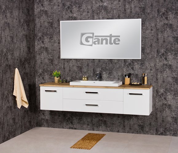 Szafka wisząca z umywalką 180 cm blat dąb naturalny 180/39/C2 seria Fokus B