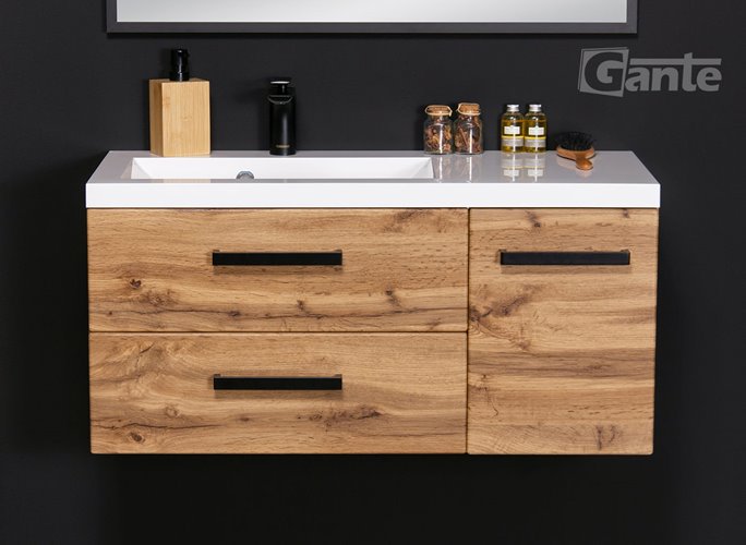 Szafka wisząca z umywalką 90 cm kolor dąb naturalny 39/2 seria Fokus Loft Gante