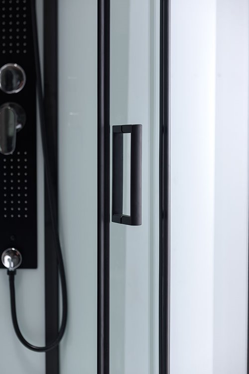 Biała kabina prysznicowa zabudowana 4 ściany na niskim brodziku 90x90 MO-0307