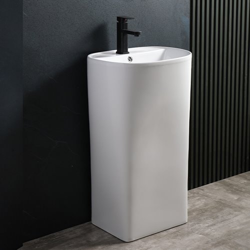 Umywalka wolnostojąca ceramiczna owalna biała 49x37x83 cm CLARO-WH-490