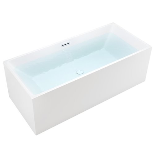 Wanna wolnostojąca prostokątna przelew i korek biały 150 cm Santa Hydrosan