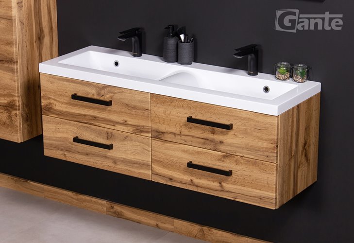 Szafka wisząca z umywalką 120 cm kolor dąb naturalny 39/4 seria Fokus Loft Gante