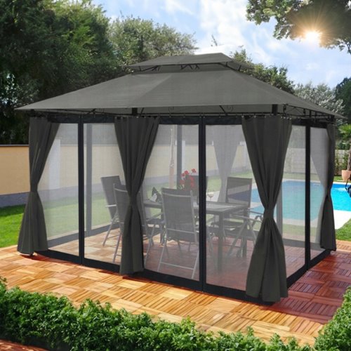 Pawilon ogrodowy KING 400x300 cm z moskitierą szary