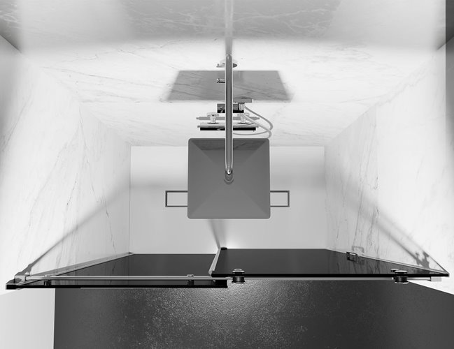 Drzwi prysznicowe rozsuwane prawe/lewe do wnęki 88-91 cm szkło 8mm grafitowe profile chrom Swiss Liniger